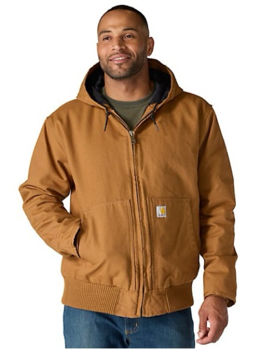 Carhartt Men’s 2XL Brown Duck Canvas Quilted Lined Hooded Work Jacket